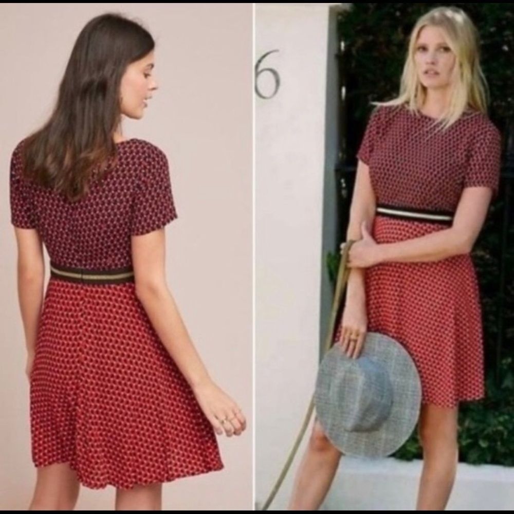 Anthropologie Maeve NEW Amici Short Sleeve Rabbit Dress Sz 6